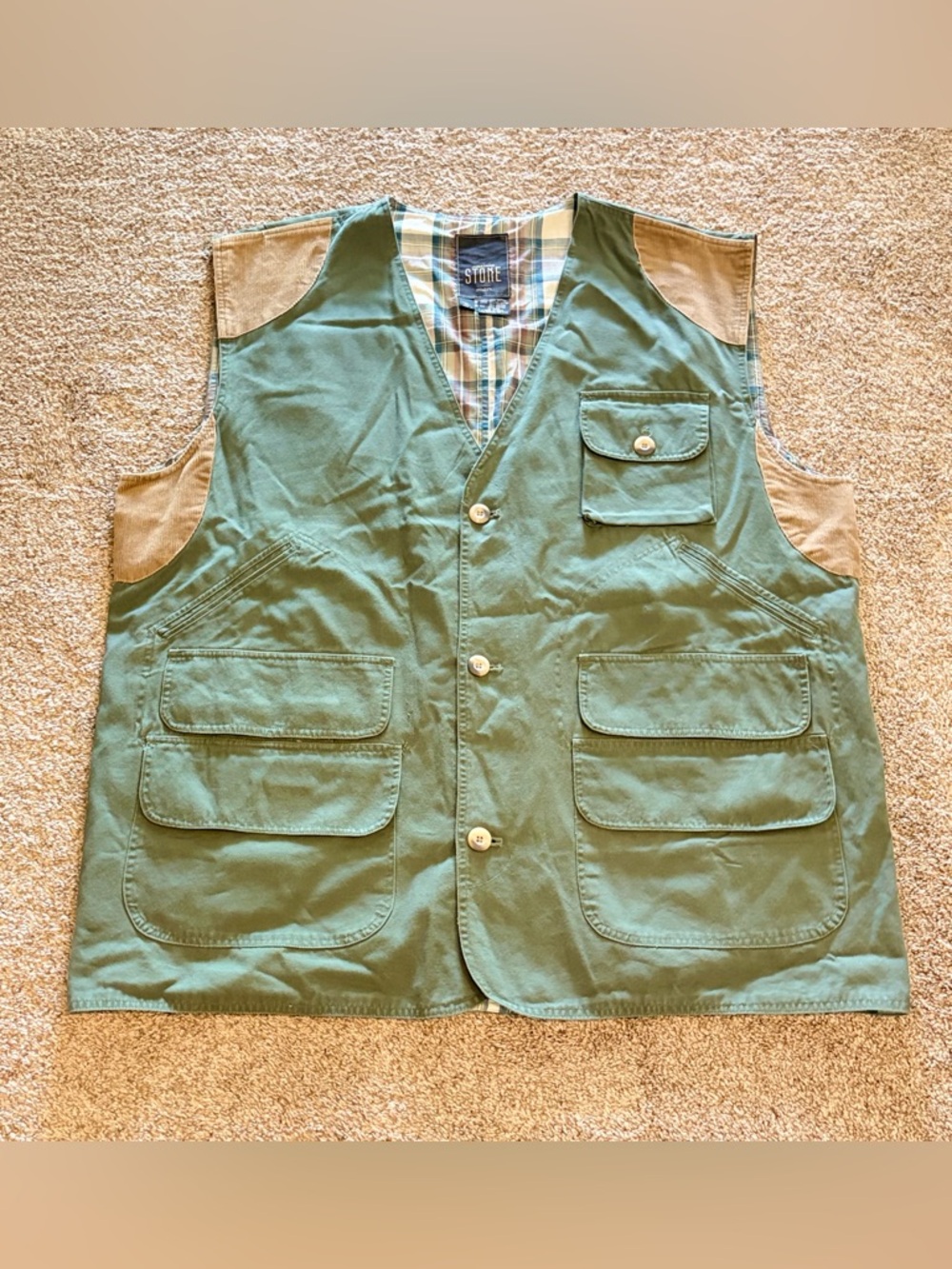 Jonathan Stone Men’s Dark Olive Green Multi-Pocket Utility Vest Size TALL 2XLT